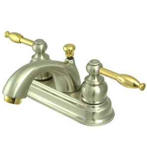 Kingston Brass Two Handle 4" Centerset Lavatory Faucet with Pop-Up Drain - Brushed Nickel/Polished Brass KB2609KL