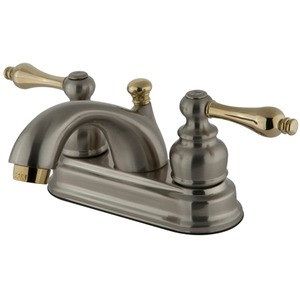 Kingston Brass Two Handle 4" Centerset Lavatory Faucet with Pop-Up Drain - Brushed Nickel/Polished Brass KB2609AL