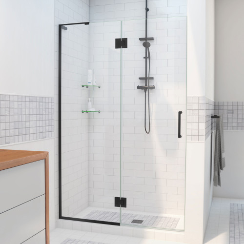 DreamLine D12772-09 Unidoor-X 33 in. W x 72 in. H Frameless Hinged Shower Door in Satin Black