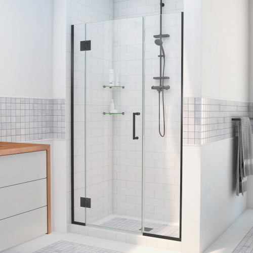 DreamLine D1292272-09 Unidoor-X 57-57 1/2 in. W x 72 in. H Frameless Hinged Shower Door in Satin Black