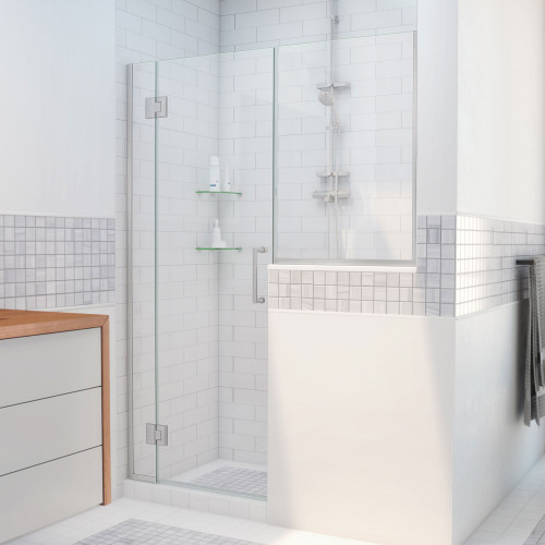 DreamLine D1292436-04 Unidoor-X 59-59 1/2 in. W x 72 in. H Frameless Hinged Shower Door in Brushed Nickel