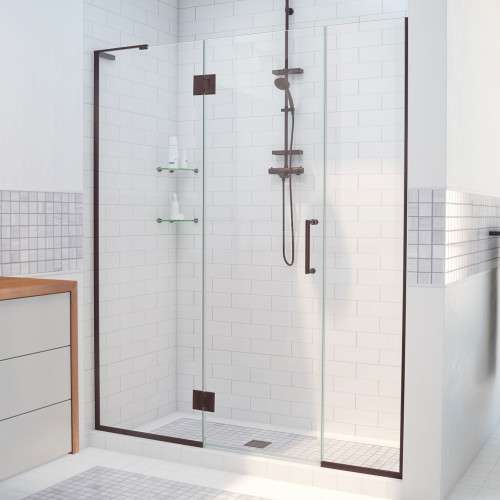 DreamLine D1301472-06 Unidoor-X 50-50 1/2 in. W x 72 in. H Frameless Hinged Shower Door in Oil Rubbed Bronze DreamLine D1301472-06 Unidoor-X 50-50 1/2 in. W x 72 in. H Frameless Hinged Shower Door in Oil Rubbed Bronze