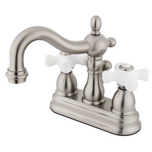 Kingston Brass Two Handle 4" Centerset Lavatory Faucet with Pop-Up Drain Drain - Satin Nickel KB1608PX
