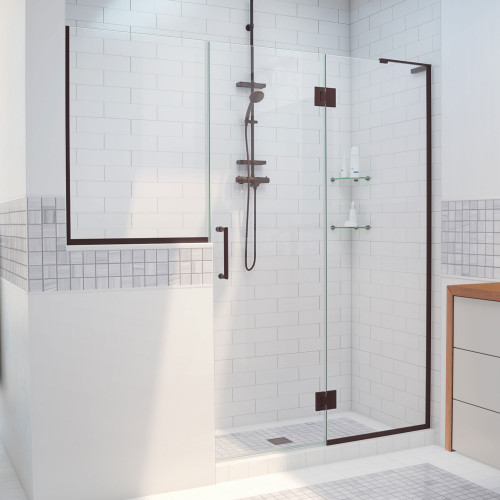 DreamLine D3242436R-06 Unidoor-X 72-72 1/2 in. W x 72 in. H Frameless Hinged Shower Door in Oil Rubbed Bronze