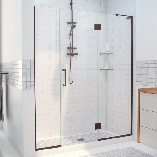 DreamLine D3261472R-06 Unidoor-X 64-64 1/2 in. W x 72 in. H Frameless Hinged Shower Door in Oil Rubbed Bronze
