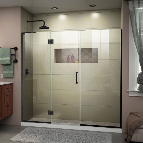 DreamLine D32714572L-09 Unidoor-X 65 1/2-66 in. W x 72 in. H Frameless Hinged Shower Door in Satin Black