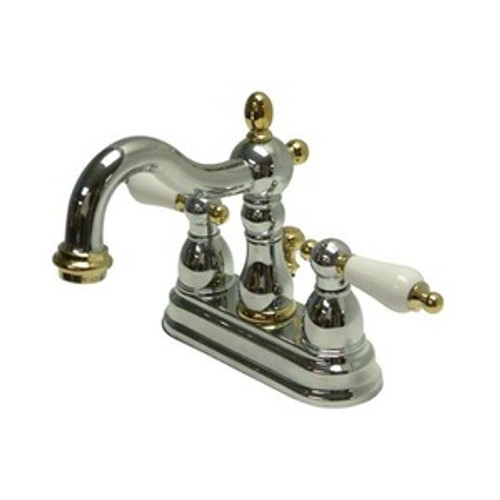 Kingston Brass Two Handle 4" Centerset Lavatory Faucet with Pop-Up Drain Drain - Polished Chrome/Polished Brass KB1604PL