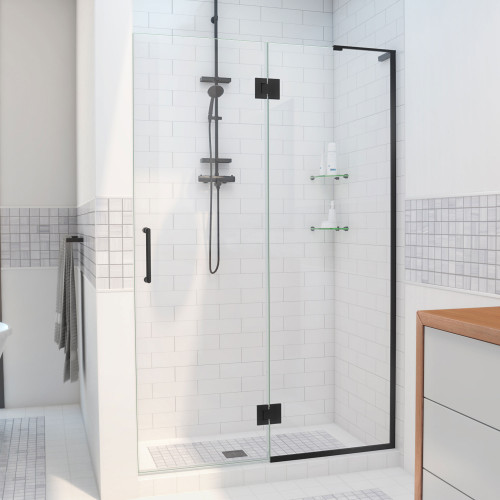 DreamLine D32872R-09 Unidoor-X 52 in. W x 72 in. H Frameless Hinged Shower Door in Satin Black