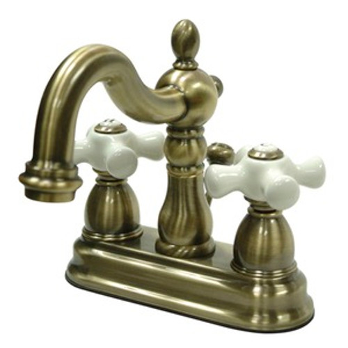 Kingston Brass Two Handle 4" Centerset Lavatory Faucet with Pop-Up Drain Drain - Vintage Brass KB1603PX