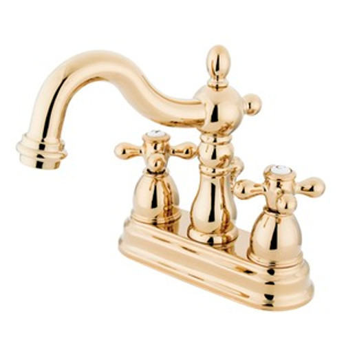 Kingston Brass Two Handle 4" Centerset Lavatory Faucet with Pop-Up Drain Drain - Polished Brass KB1602AX