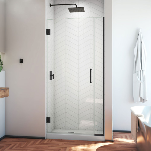 DreamLine SHDR-242907210-09 Unidoor Plus 29-29-1/2 in. W x 72 in. H Frameless Frameless Hinged Shower Door in Satin Black