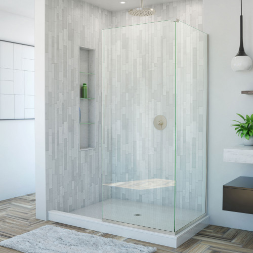 DreamLine SHDR-3230303-04 Linea Two Adjacent Frameless Shower Screens 30 in. W x 72 in. H each, Open Entry Design in Brushed Nickel