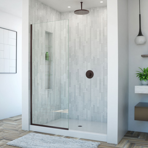 DreamLine SHDR-3230721-06 Linea Single Panel Frameless Shower Screen 30 in. W x 72 in. H, Open Entry Design in Oil Rubbed Bronze