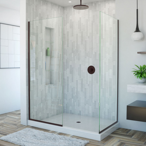 DreamLine SHDR-3234302-06 Linea Two Individual Frameless Shower Screens 30 in. and 34 in. W x 72 in. H, Open Entry Design in Oil Rubbed Bronze