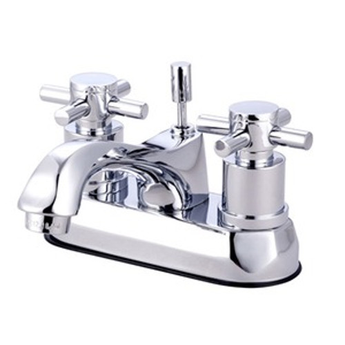 Kingston Brass Two Handle 4" Centerset Lavatory Faucet with Brass Pop-Up Drain - Polished Chrome KS4261DX