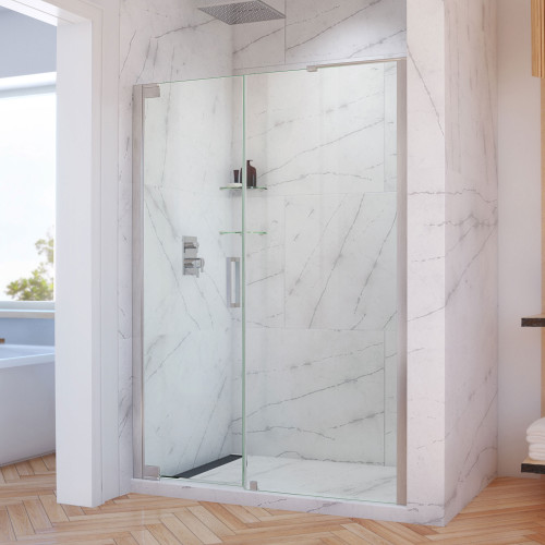 DreamLine SHDR-4327300-04 Elegance-LS 55 - 57 in. W x 72 in. H Frameless Pivot Shower Door in Brushed Nickel