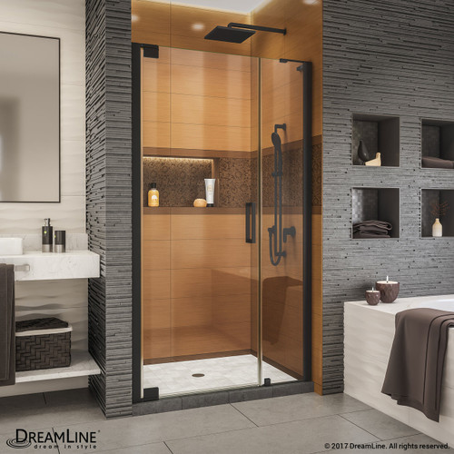 DreamLine SHDR-4328120-09 Elegance-LS 38 3/4 - 40 3/4 in. W x 72 in. H Frameless Pivot Shower Door in Satin Black