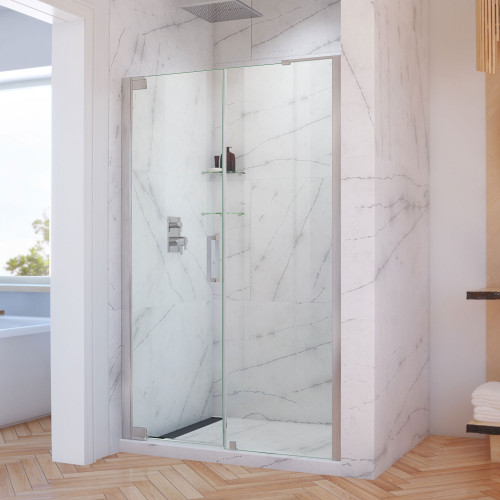 DreamLine SHDR-4328240-04 Elegance-LS 50 3/4 - 52 3/4 in. W x 72 in. H Frameless Pivot Shower Door in Brushed Nickel