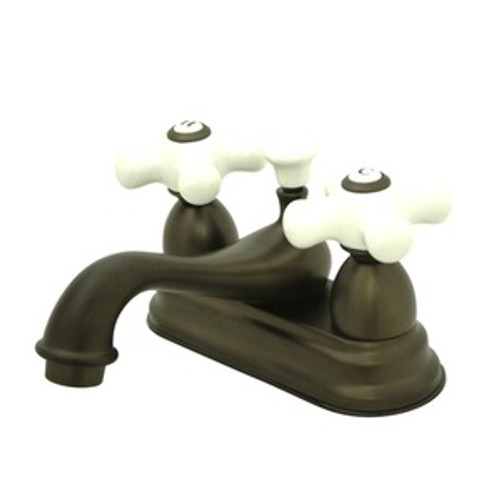 Kingston Brass Two Handle 4" Centerset Lavatory Faucet with Brass Pop-Up Drain - Oil Rubbed Bronze KS3605PX