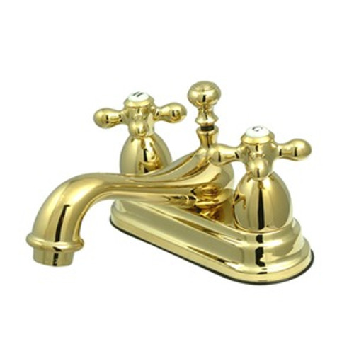 Kingston Brass Two Handle 4" Centerset Lavatory Faucet with Brass Pop-Up Drain - Polished Brass KS3602AX