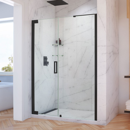 DreamLine SHDR-4335300-09 Elegance-LS 63 3/4 - 65 3/4 in. W x 72 in. H Frameless Pivot Shower Door in Satin Black