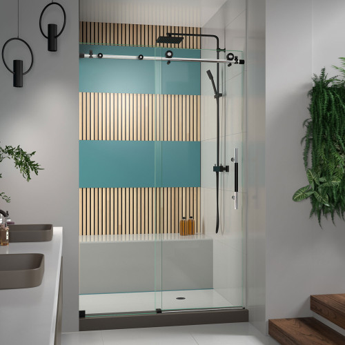 DreamLine SHDR-61487610-18 Enigma-XT 44-48 in. W x 76 in. H Fully Frameless Sliding Shower Door in Tuxedo Finish