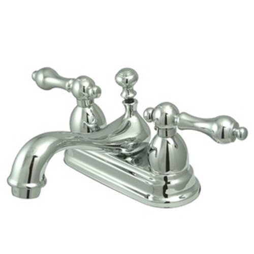Kingston Brass Two Handle 4" Centerset Lavatory Faucet with Brass Pop-Up Drain - Polished Chrome KS3601AL
