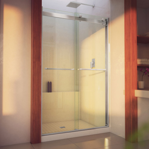 DreamLine SHDR-634876H-04 Essence-H 44-48 in. W x 76 in. H Semi-Frameless Bypass Shower Door in Brushed Nickel