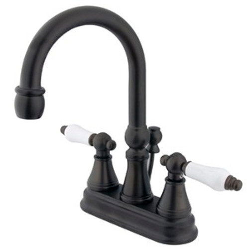 Kingston Brass Two Handle 4" Centerset Lavatory Faucet with Brass Pop-Up Drain - Oil Rubbed Bronze KS2615PL