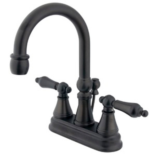 Kingston Brass Two Handle 4" Centerset Lavatory Faucet with Brass Pop-Up Drain - Oil Rubbed Bronze KS2615AL