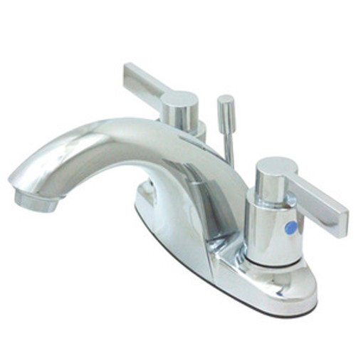 Kingston Brass Two Handle 4" Centerset Lavatory Faucet with Brass Pop-Up Drain - Polished Chrome KB8641NDL