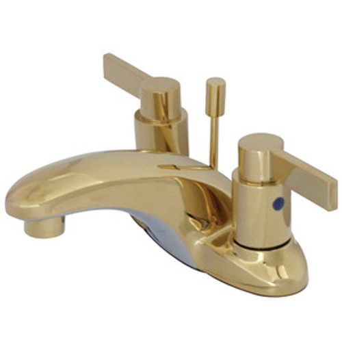 Kingston Brass Two Handle 4" Centerset Lavatory Faucet with Brass Pop-Up Drain - Polished Brass KB8622NDL