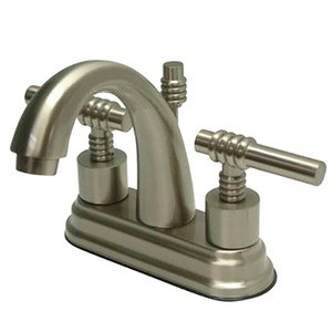 Kingston Brass Two Handle 4" Centerset Lavatory Faucet with Brass Pop-Up Drain - Satin Nickel KS8618ML