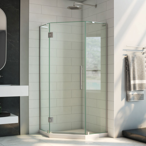 DreamLine SHEN-2640400-04 Prism Plus 40 in. D x 40 in. W x 72 in. H Frameless Hinged Shower Enclosure in Brushed Nickel