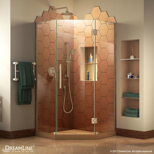 DreamLine SHEN-2640400-04 Prism Plus 40 in. D x 40 in. W x 72 in. H Frameless Hinged Shower Enclosure in Brushed Nickel