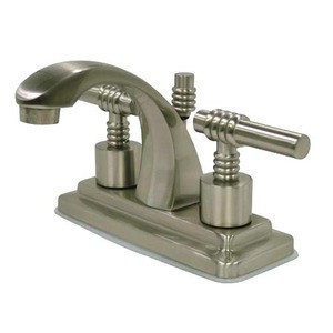 Kingston Brass Two Handle 4" Centerset Lavatory Faucet with Brass Pop-Up Drain - Brushed Nickel KS4648ML