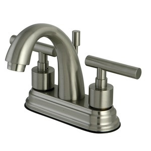 Kingston Brass Two Handle 4" Centerset Lavatory Faucet with Brass Pop-Up Drain - Brushed Nickel KS8618CML