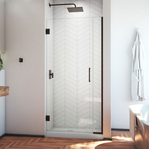 DreamLine SHDR-243407210-06 Unidoor Plus 34-34 1/2 in. W x 72 in. H Frameless Hinged Shower Door in Oil Rubbed Bronze