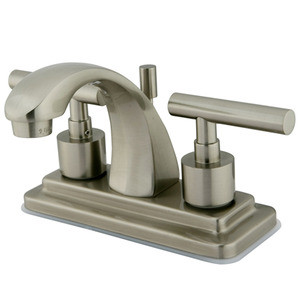 Kingston Brass Two Handle 4" Centerset Lavatory Faucet with Brass Pop-Up Drain - Brushed Nickel KS4648CML