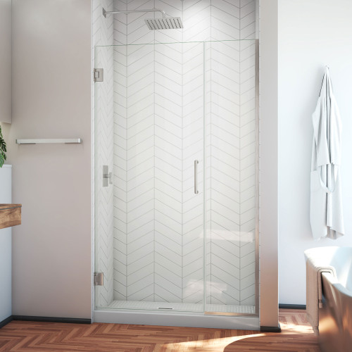 DreamLine SHDR-244407210-04 Unidoor Plus 44-44 1/2 in. W x 72 in. H Frameless Hinged Shower Door in Brushed Nickel