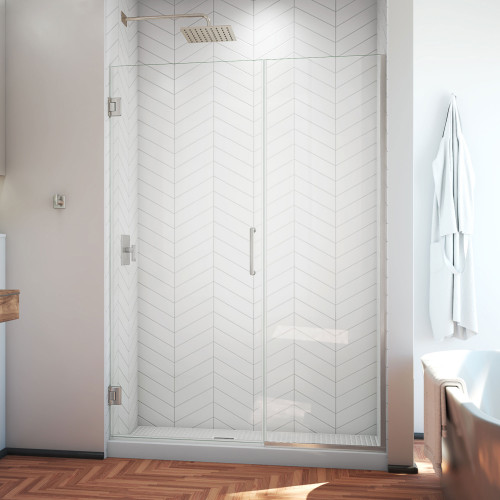 DreamLine SHDR-244907210-04 Unidoor Plus 49-49 1/2 in. W x 72 in. H Frameless Hinged Shower Door in Brushed Nickel