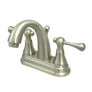 Kingston Brass Two Handle 4" Centerset Lavatory Faucet with Brass Pop-Up Drain - Brushed Nickel KS7618BL