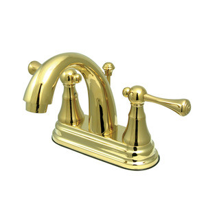 Kingston Brass Two Handle 4" Centerset Lavatory Faucet with Brass Pop-Up Drain - Polished Brass KS7612BL