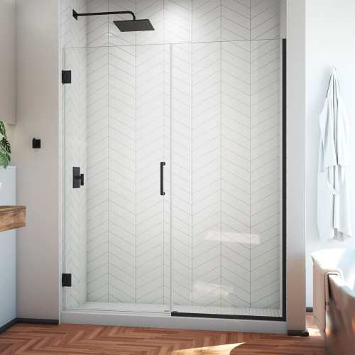 DreamLine SHDR-246057210-09 Unidoor Plus 60 1/2 - 61 in. W x 72 in. H Frameless Hinged Shower Door in Satin Black