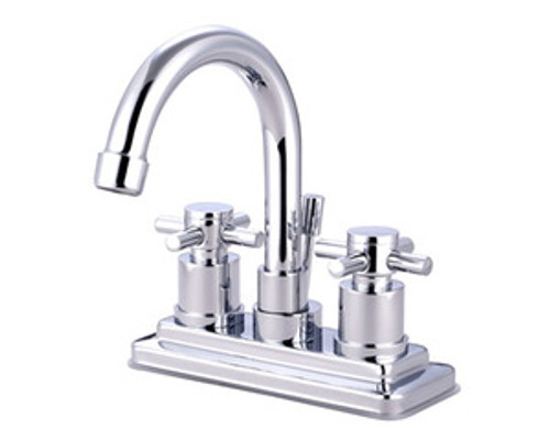 Kingston Brass Two Handle 4" Centerset Lavatory Faucet with Brass Pop-Up Drain - Polished Chrome KS8661DX
