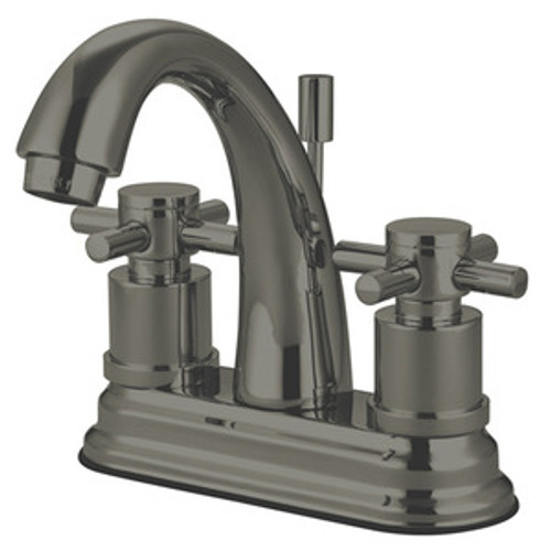 Kingston Brass Two Handle 4" Centerset Lavatory Faucet with Brass Pop-Up Drain - Satin Nickel KS8618DX
