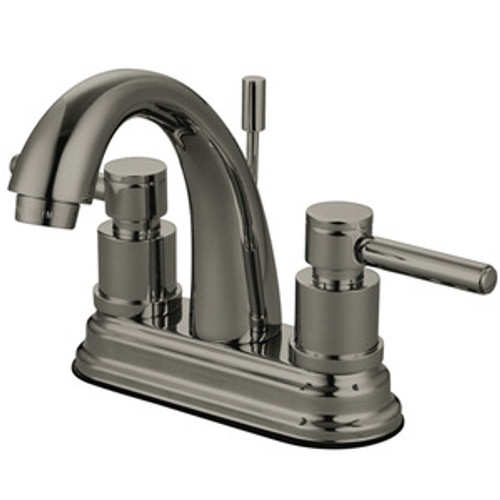 Kingston Brass Two Handle 4" Centerset Lavatory Faucet with Brass Pop-Up Drain - Satin Nickel KS8618DL