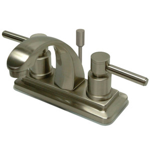 Kingston Brass Two Handle 4" Centerset Lavatory Faucet with Brass Pop-Up Drain - Satin Nickel KS4648DL