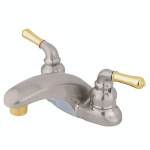 Kingston Brass Two Handle 4" Centerset Lavatory Faucet - Brushed Nickel/Polished Brass - KB629LP
