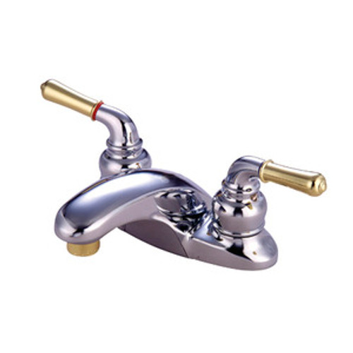 Kingston Brass Two Handle 4" Centerset Lavatory Faucet - Polished Chrome/Polished Brass